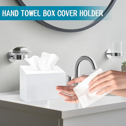 Acrylic Hand Towel Box Cover Holder for Kleenex, Disposable Paper Hand Towels Holder, Bottom Pull-Out & Wall-Mounted, Paper Towel Dispenser Suitable for Home, Office, Bathroom (Glossy White) - color: White
