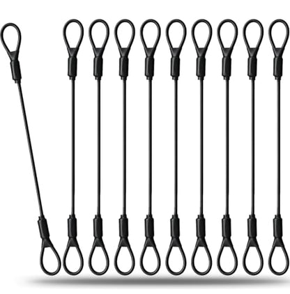 3.3mm Steel Wire Rope Outdoor Travel Security Cable Lock,Braided Steel Coated Safety Cable Luggage Lock,Safety Cable Wire Rope Chain Lock Double Loop Lightweight (Black*10, 12in/30cm) - color: Black*10, size: 12in/30cm