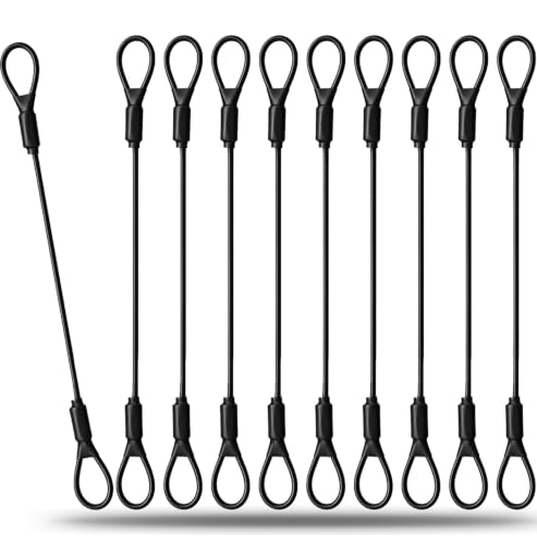 3.3mm Steel Wire Rope Outdoor Travel Security Cable Lock,Braided Steel Coated Safety Cable Luggage Lock,Safety Cable Wire Rope Chain Lock Double Loop Lightweight (Black*10, 12in/30cm) - color: Black*10, size: 12in/30cm