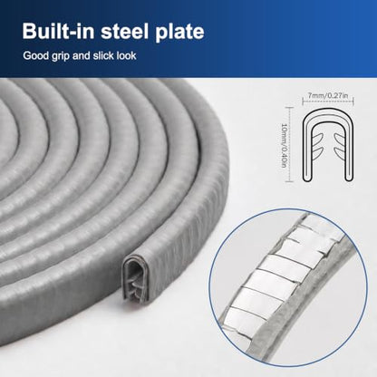 Car Door Edge Guards 32Ft(10M) Universal Rubber U Shape Edge Trim, Gray - color: Gray, size: 32 ft
