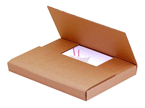 Boxes Fast BFM1291K Corrugated Cardboard Easy-Fold Mailers, 12 1/8 x 9 1/8 x 1 Inches, Fold Over Mailers, Adjustable Die-Cut Shipping Boxes, Multi-Depth, Large Kraft Mailing Boxes (Pack of 50)