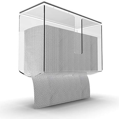 Cq acrylic Wall Mount Paper Towel Dispenser with Lid,Clear Folded Paper Towel Holder for Bathroom Toilet and Kitchen,Suitable for Z-fold, C-fold or Multi-Fold Paper Towels,Pack of 1