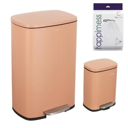happimess Connor 2-Piece Iron Trash Can, Clay Rose - color: Clay Rose