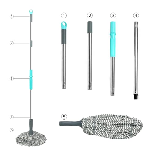 Self Wringing Mop Floor Cleaning Easy Squeeze Twist Mop,Gray-2Head - color: Gray- 2 Mop Head