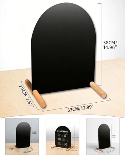 Tabletop Menu Board, A4 Magnetic Metal Sign with Wood Base for Counters - size: A4 Horizontal (13 × 7.9 in)