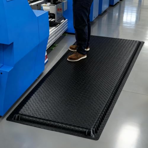 3ft x 5ft Anti Fatigue Mat, Industrial Grade Anti Fatigue Ergonomic Standing Mat 15/16" Thick Heavy Duty Workshop Floor Mat for Leg & Back Pain (Black, 3 * 5 ft) - color: Black, size: 3*5 ft