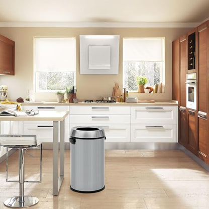 Takywep 17 Gallon/65 Liter Round Open Top Trash Can, Commercial Grade Heavy Gauge Trash Bin, Stainless Steel Garbage Can, Perfect for Kitchen, Office, School, Restaurant, Silver - color: Silver Open Top