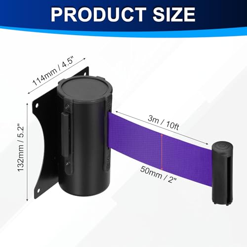 PATIKIL Fixed Wall Mount Retractable Belt Barrier 10 Feet, Purple 1 Pcs - color: Purple, size: 10 Feet