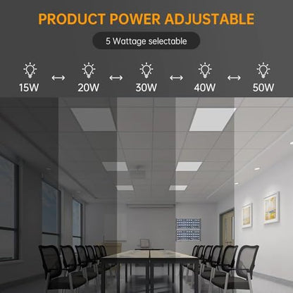 2x2ft LED Flat Panel Light with Emergency Battery Backup, 2PK - style: Emergency Battery
