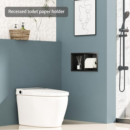 Neodrain Matte Black Recessed Toilet Paper Holder,for Standard/Mega Roll - color: Matte Black