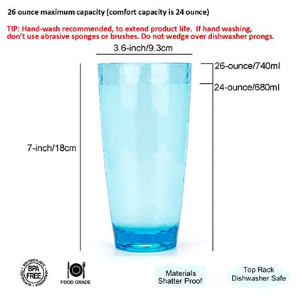 KOXIN-KARLU Hammered 26-ounce Plastic Tumbler Acrylic Glasses, set of 6 Multicolor - color: Multicolor