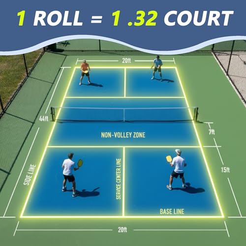 Pickleball Court Tape - 2" x 262 ft Professional Pickleball Marking Kit Yellow Tape for Temporary Court Lines with No Residue Durable Floor Marking Tape for Gym, Driveway, Backyard - size: 1 PCS