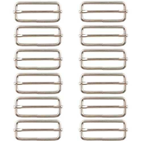 pson 12PCS 2Inch Metal Tri-Glide Slide Buckles, Rectangle Adjustable Webbing Slider for Purse, Fasteners, Strap, Backpack, Gym Bag, Leather craft Bag(Silver) - color: Silver