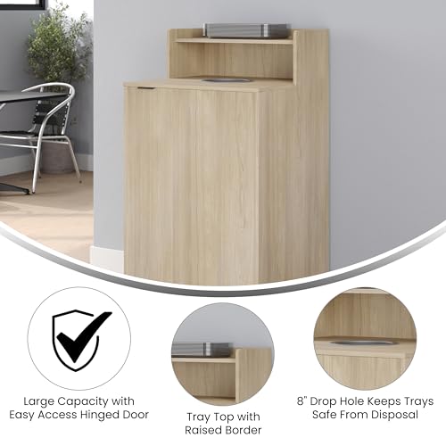 Flash Furniture Trash Can Enclosure, 32 Gallon, Oak - color: Oak