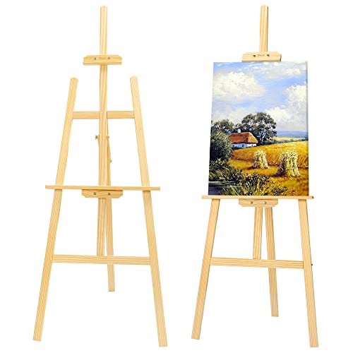 finenolo Wooden Easel Stand for Painting, 45" Adjustable Height Folding Art Easel for Canvas, Drawing, Wedding Signs & Posters, Ideal for Adults, Artists, Beginners, Students & Kids