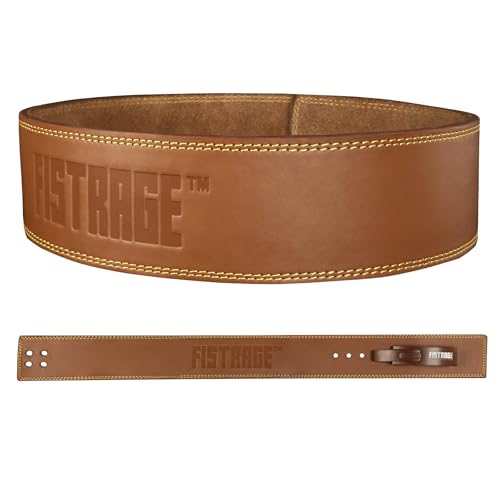 FISTRAGE Lever Buckle Weight Lifting Leather Black Belt Gym Back Support for Men & Women Training Fitness Exercise for Tough Workouts | Power Lifters | Supports Lumber Lower Back - color: Brown, size: Large