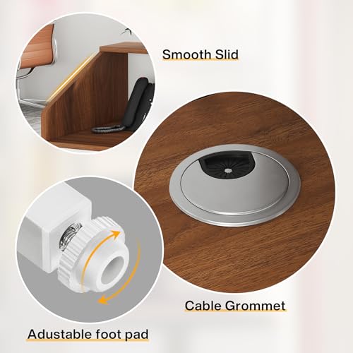 Tribesigns Reception Desk with Counter, Modern Front Desk Reception Room Table with Cable Grommet, 47 inch Retail Counter for Checkout, Lobby, Beauty Salon, Home Office Desk, Walnut - color: Walnut
