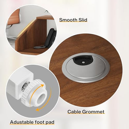 Tribesigns Reception Desk with Counter, Modern Front Desk Reception Room Table with Cable Grommet, 47 inch Retail Counter for Checkout, Lobby, Beauty Salon, Home Office Desk, Walnut - color: Walnut