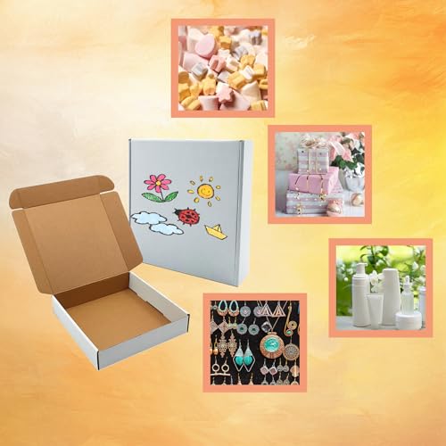 9 x9 x2 Inch Shipping Boxes Set of 25,White Corrugated Cardboard Mailers - size: 9x9x2 inches
