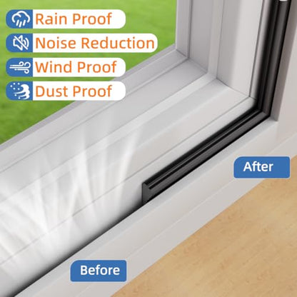 Wedge-Shape Window Weather Stripping Door Frame Seal 2Pcs×196" Black - color: Black, size: 2pcs×196“
