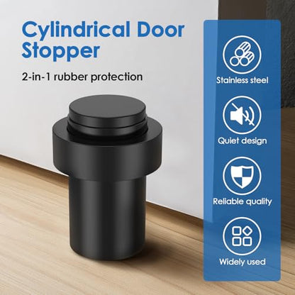 24 Pack Stainless Steel Door Stoppers, Cylindrical Floor Mounted Door Stops