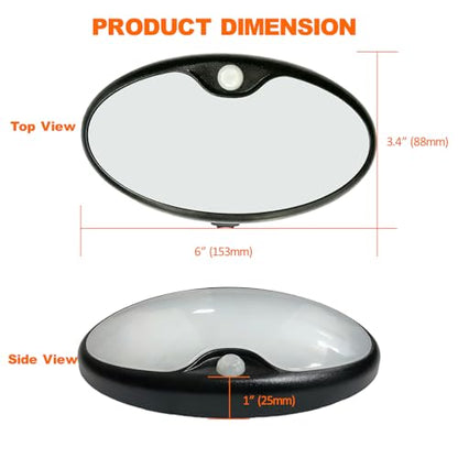 Dream lighting RV Motion Sensor Light 12V RV Trailer Boat Interior LED Ceiling Light Fixture with Switch 3500K Soft White Lighting, 6inch - color: Black shell