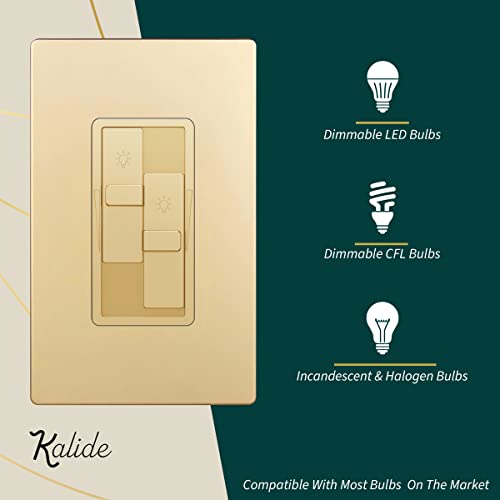 TOPGREENER Dual Load LED Dimmer Switch, Single Pole, Gold, 1 Pack - color: Gold, size: Dual Dimmer Switch