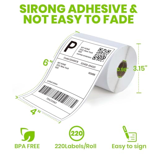 ADHES 4x6 Thermal Shipping Labels 10 Pack – 220 Labels Per Roll, 2200 Total