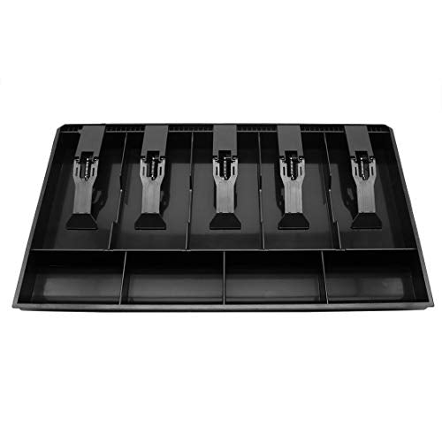 Cash Register Drawer Insert Tray with 5 Bill/4 Coin Compartments for Money Storage, Black - size: 5 Bill/4 Coin