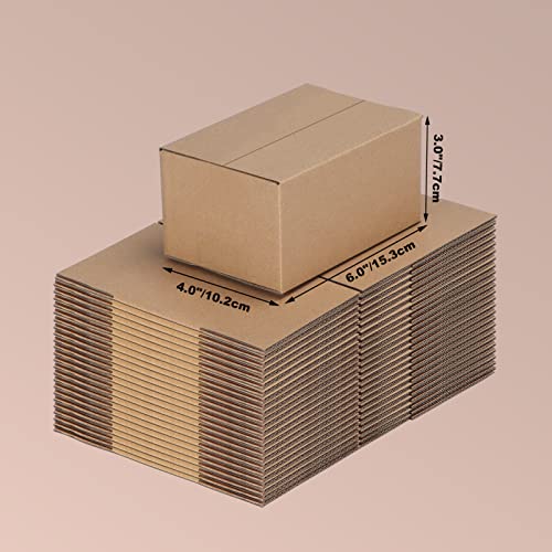 Edenseelake 40 Pack 6x4x3 inches Shipping Boxes Small Cardboard Boxes for Packing, Moving, Mailing, Brown - color: 40 packs（Brown), size: 6x4x3 inch