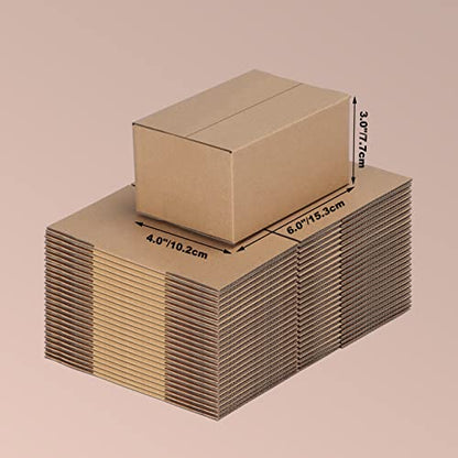 Edenseelake 40 Pack 6x4x3 inches Shipping Boxes Small Cardboard Boxes for Packing, Moving, Mailing, Brown - color: 40 packs（Brown), size: 6x4x3 inch