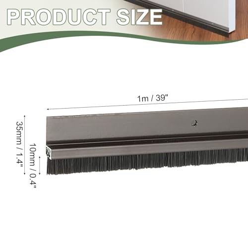Door Sweep Aluminum Alloy Brush Sweeps, 0.4 Inch Black PP Brush 39"L x 1.4"W Fit for Gaps of Door Bottom - H-Shape Holder (Brown) - color: Brown, size: 0.4 Inch