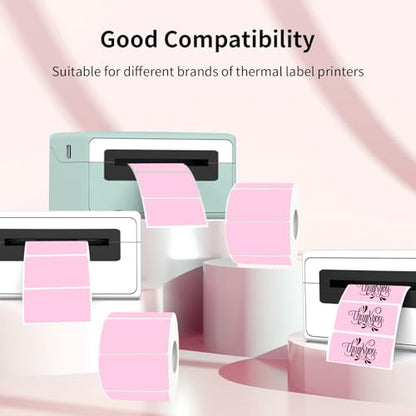 2x1 Inch Thermal Labels, Pink Thermal Printer Stickers, Waterproof Self-Adhesive Shipping Label Printer Sticker for Barcode, Name, Address, 300 Labels/Roll - color: Pink, size: 1*2 inch/1 roll