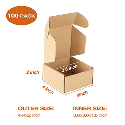 PHAREGE 100 Pack 4x4x2 inch Small Shipping Boxes, Brown Mailing Boxes - color: Brown, size: 4x4x2 inch 100 Pack