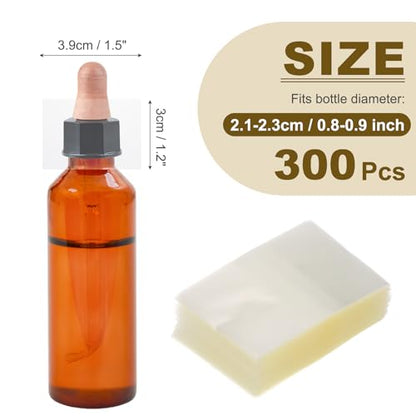 PATIKIL Shrink Wrap Bands 1.5"x1.2"/39x30mm 300pcs PVC Clear Bottle Seals - size: 1.5 x 1.2 Inch