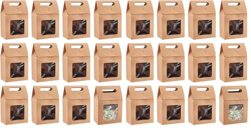 PH PandaHall 12pcs Treat Gift Boxes Kraft Paper Boxes Dessert Bakery Boxes with Display Window Packing Box for Valentine Mother's Day Easter Birthday Party 3.1x5.2x5 inch (Pack of 2) - size: 3.1x5.2x5 inch (Pack of 2)