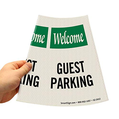 SmartSign “Welcome - Guest Parking” Bright Reflective Cone Message Sleeve, [Cone Not Included] - color: Guest Parking, size: Pack of 1