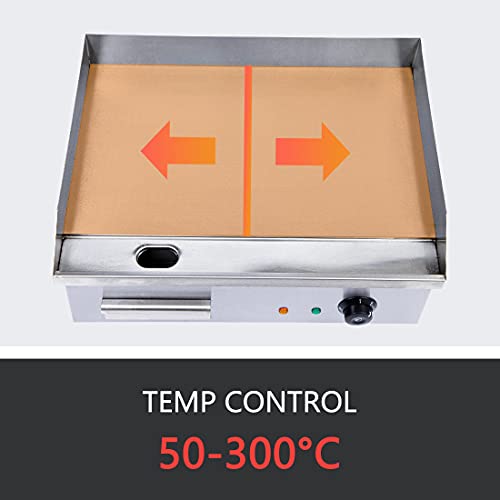 Commercial Electric Griddle, 3000w Stainless Steel Teppanyaki Grill Indoor Outdoor, Countertop Flat Top BBQ Plate with Thermostatic Control
