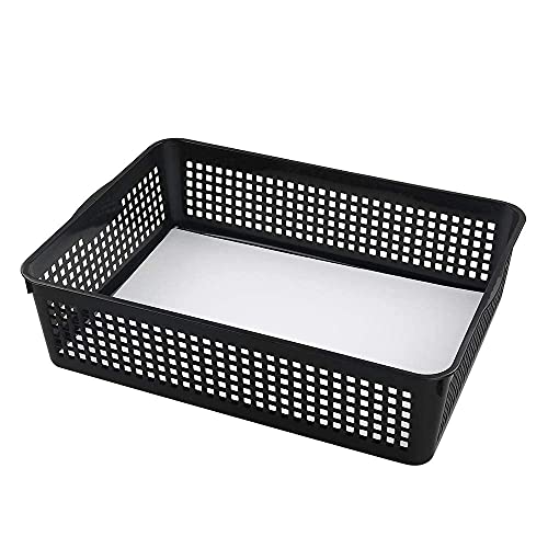 6 Pack Plastic A4 Letter Baskets, Black Office Basket Trays