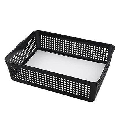 6 Pack Plastic A4 Letter Baskets, Black Office Basket Trays