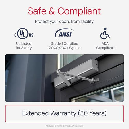 Lawrence Heavy Duty Door Closer Commercial Grade 1 - color: Aluminum (AL)