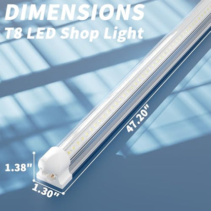 2-Pack 4FT T8 LED Shop Light, 42W 6300LM 5000K Daylight, Linkable with Plug Shop Lights for Garage Ceiling Workshop Commercial Lighting