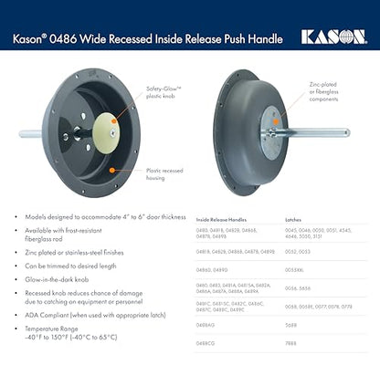 Kason 486 Wide Recessed Inside Release Handle (10486C00600) - size: 10486C00600