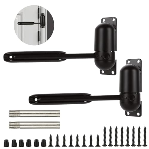 2PCS Automatic Door Closer, Safety Spring Door Closer, Adjustable Soft Door Closer, Easy to Install to Convert Hinged Doors, Black Auto Door Closers for Home
