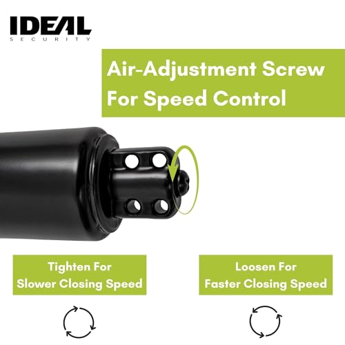 Ideal Security 9700 Heavy Pneumatic Touch & Hold Storm and Screen Door Closer for Wood, Aluminum, and Vinyl Doors, Silent and Smooth Closing, 11.5", Black - style: Black