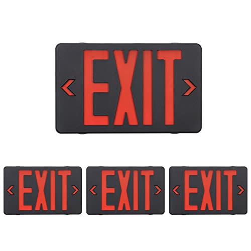 GZRUIYANG Red Exit Sign with Black Housing, LED Emergency Exit Light with Battery Backup, UL Listed, AC 120/277V, Exit Signs with Emergency Lights, Commercial Emergency Lights for Business - 4 Pack - color: Black Housing Red Letter, size: 4 Pack