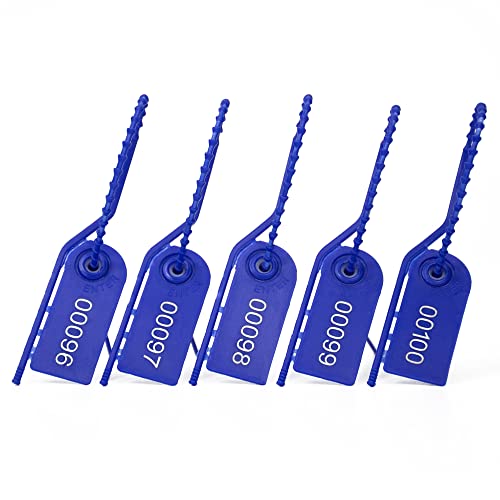 200 Plastic Security Seals Secure Anti-Tamper Fire Extinguisher Tags Numbered Zip Ties Inspection Tags Breakable Label Tags Pull Tite Safey Tags for First Aid Kits, Clothes,Bags (Blue) - color: Blue, size: 200