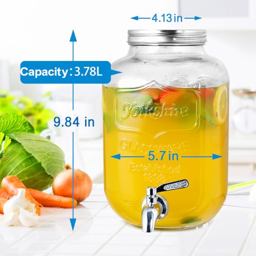 1 Gallon Glass Drinks Dispenser for Parties, Beverage Dispenser for Juice - size: 1 Gallon Dispenser