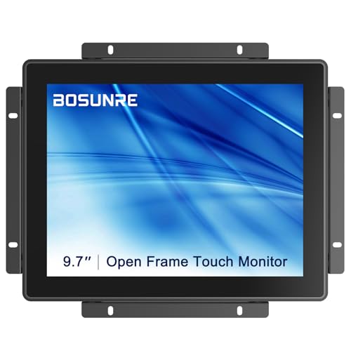 Industrial Touch Display 1024x768 Open Frame Touch Screen Monitor, 9.7 Inch Capacitive Touch Screen Display with HD-MI VGA Inputs, Metal Housing, VESA Mount - size: 9.7