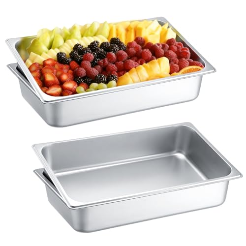 4 Pack Hotel Pans 1/1 Full Size 4 Inch Deep,Stainless Steel Food Pan